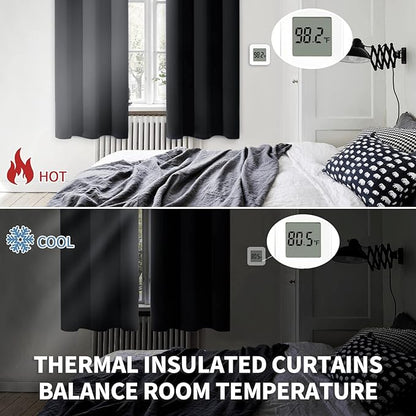 BGment Blackout Curtains for Living Room - Grommet Thermal Insulated Room Darkening Curtains for Bedroom, Set of 2 Panels (42 x 72 Inch, Black)