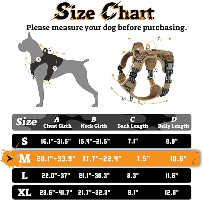 rabbitgoo Dog Harness Medium Sized No Pull, Tactical Service Pet Vest with Molle and Control Handle, Adjustable and Reflective Military Harness for Easy Walking and Training, Desert camo, M-Mewly Pet