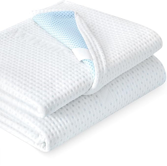 Subrtex 3 Inch Mattress Topper Cover (Only Cover) Mattress Topper Protector Bedding Rayon Made from Bamboo Removable Mattress Encasement with Zippers, Twin XL
