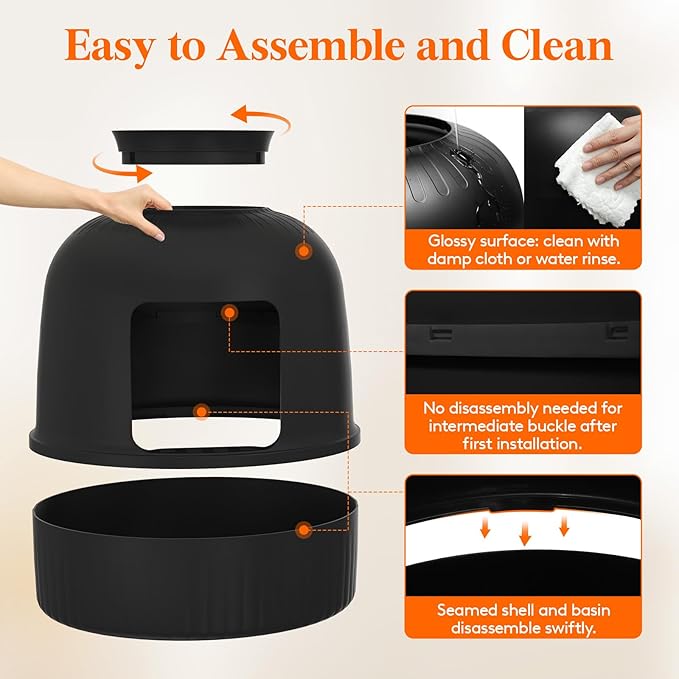 Lifewit Litter Box Cat with Faux Plant & Scoop, Hidden Enclosure Litter Tray with Odor Control & Carbon Filter in Living Room, Bedroom, Corner, Black-Mewly Pet