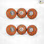 Handmade Dark Orange Ceramic Stone Cabinet Knobs, Vintage Decorative Drawer Pulls for Trendy Cabinets, Modern Dressers & Cupboards, Knobs for Kitchen & Furniture - Set of 6