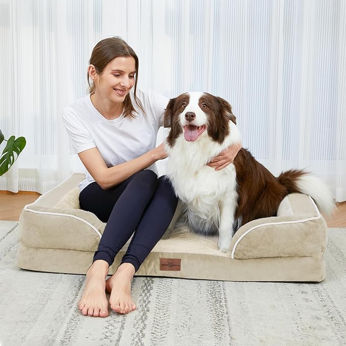 Comfort Expression Small Dog Beds Waterproof Cat Beds Orthopedic Foam Sofa Beds for Small Dogs Comfy Pet Bed with Washable Removable Cover & Non-Slip Bottom(XX-Small,Beige)-Mewly Pet