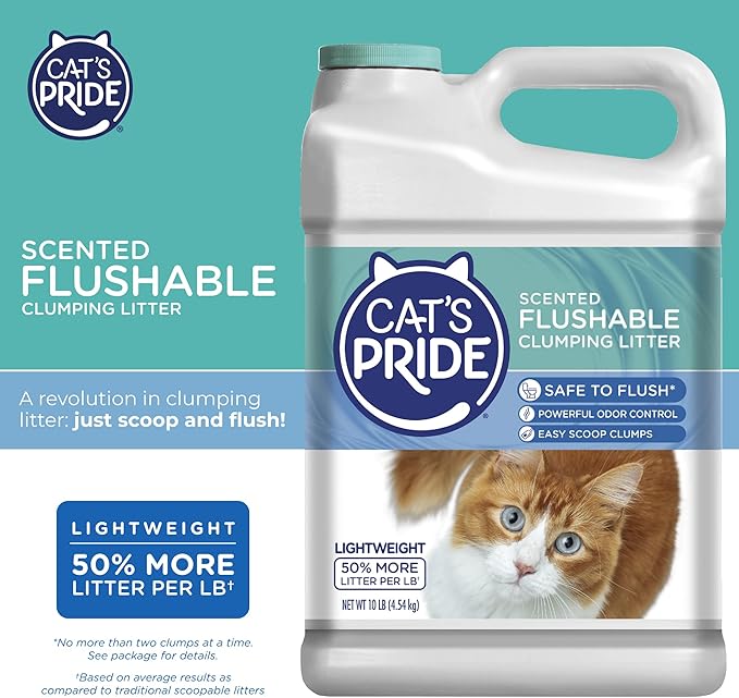 Cat's Pride Lightweight Clumping Litter: Flushable - Powerful Odor Control - Scented, 10 Pounds-Mewly Pet