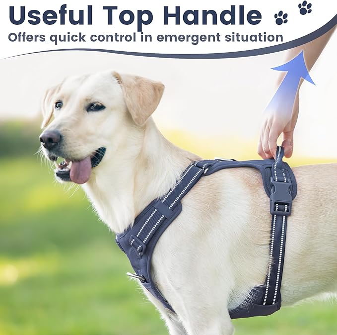 No Pull Dog Harness, Reflective Puppy Vest for Small Medium Large Sized Dog(Prussian Blue,M)-Mewly Pet