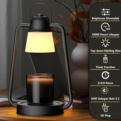 MAOYUE Candle Warmer Lamp with Timer and Dimmer for Jar Candles - Electric Wax Melt Warmer, Vintage Black Decor Lamp, Perfect Housewarming & Birthday Gift for Women, Mom | Upgraded