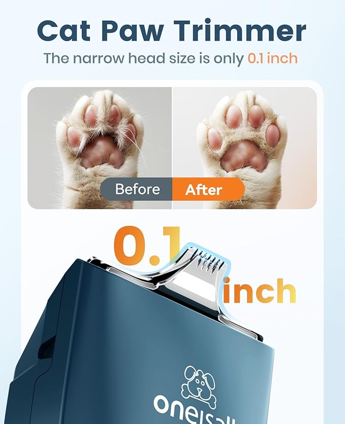 oneisall Quiet Pet Clippers, Cat Clippers for Matted Hair, Cordless Cat Hair Trimmer for Paw, Waterproof Pet Trimmers for Cats, Pet Shaver for Dogs and Cats-Mewly Pet