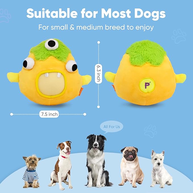 Petbobi Interactive Dog Toys for Boredom - Moving Dog Toy for Stimulating Play, Pet Plush Squeaky Ball for Small Medium Breeds with 4 Batteries, Sunny Boy Bobby-Mewly Pet
