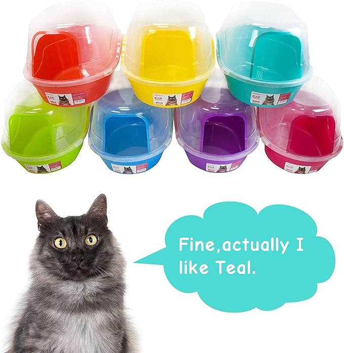 Petphabet Jumbo Hooded Cat Litter Box, Extra Large, Light Blue-Mewly Pet