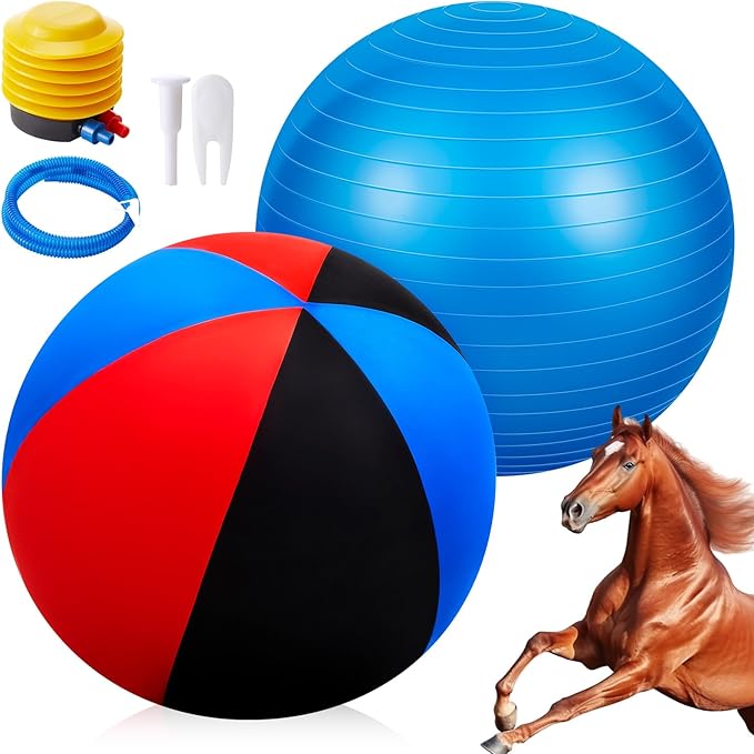 30inch Giant Herding Ball with Cover Anti Burst Ball Please Watch VCR for How to Inflation Horse Toys for Horses Stall Entertainment Play, Pump Included(Stylish)-Mewly Pet