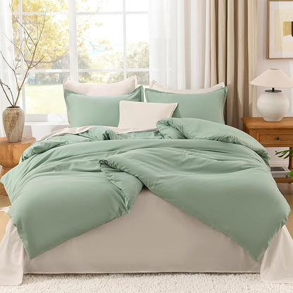 Litanika Queen Comforter Set Sage Green, 3 Pieces Lightweight Comforters Queen Size Solid Bedding Comforters Sets, Down Alternative Comforter Bed Set Quilt Blanket