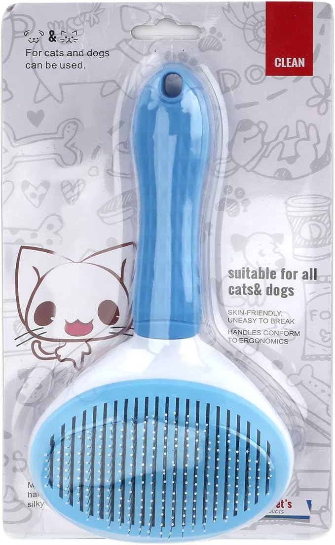 Depets Self Cleaning Slicker Brush, Dog Cat Bunny Pet Grooming Shedding Brush - Easy to Remove Loose Undercoat, Pet Massaging Tool Suitable for Pets with Long or Short Hair-Mewly Pet