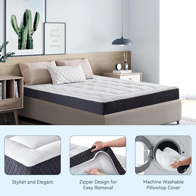 ONENICE 5 Inch Full Size Mattress in a Box, Cooling Gel Memory Foam Mattress, Removable Pillowtop with 3D Snow Down Alternative Filling, CertiPUR-US Certified, Fiberglass-Free, Pressure Relief