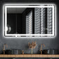 LED Bathroom Mirror 48"x 30" with Front and Backlight, Anti-Fog, Lighted Bathroom Vanity Mirror for Wall, Dimmable, Shatter-Proof, Rounded Rectangle Mirror Tempered Glass(Horizontal/Vertical)