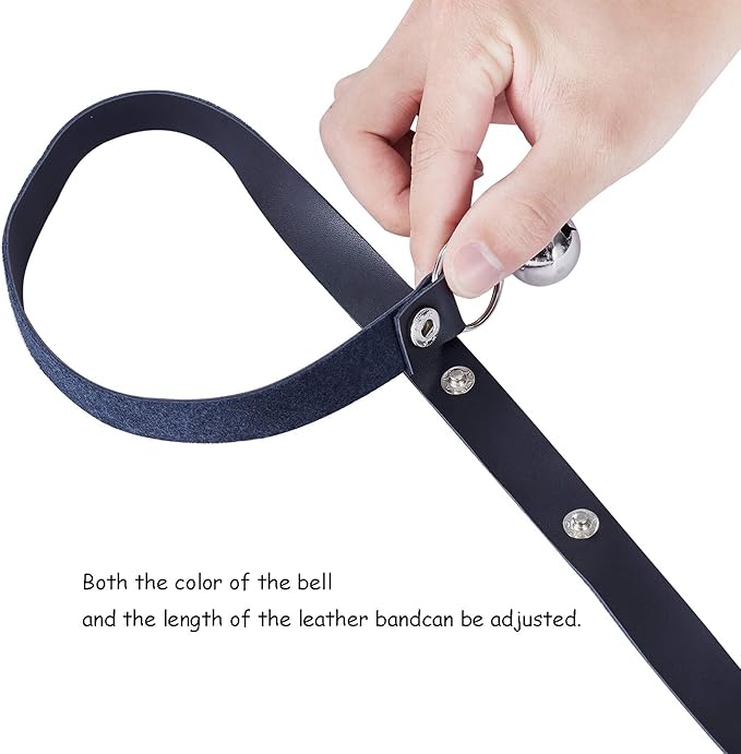 Leather Dog Doorbells for Door Knob/Potty Training/Go Outside, Length Adjustment Copper Dog Bell, Housetraining Hanging Bell, Black Leather Silver Bells.-Mewly Pet