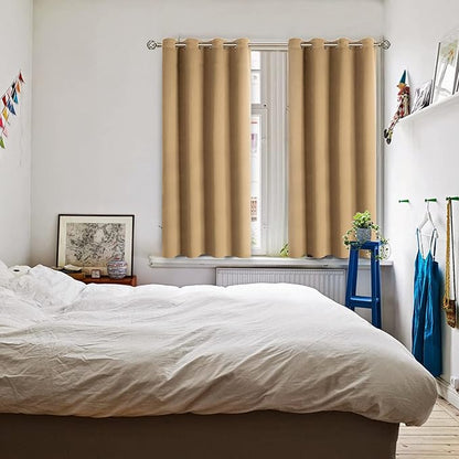 BGment Blackout Curtains for Living Room - Grommet Thermal Insulated Room Darkening Curtains for Bedroom, 2 Panels of 52 x 54 Inch, Khaki