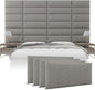 Vänt Upholstered Wall Panels - Queen/Full Size Wall Mounted Headboards - Weave Moondust Grey - Set of 4 Panels (Each Individual Panel 30"x11.5")