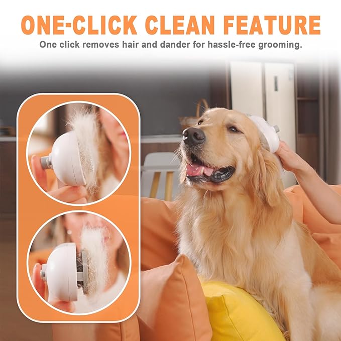 Cat Steam Brush-3 in 1 Pet Brush,Dog Shedding Tool Self Cleaning Pet Spray Depilation Comb with Release Button,Dog Steam Brushs,Cat Grooming Supplies for Long Short Haireds-Mewly Pet