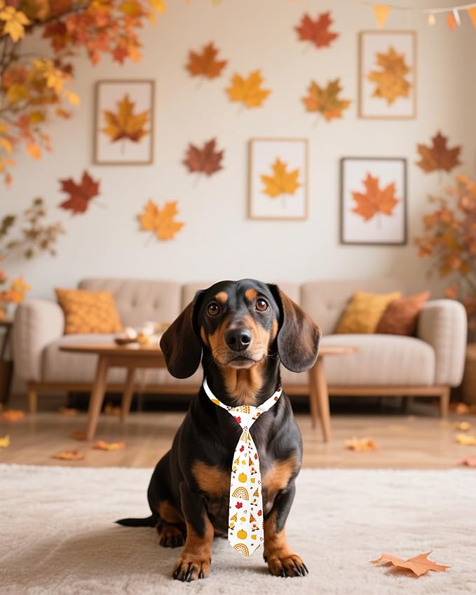 PET SHOW 10 Pack Fall Dog Ties Neckties for Large Medium Dogs Pumpkin Maple Leaf Adjustable Neck Ties Girl Boy Pets Autumn Costumes Dog Holiday Grooming Accessories Wedding Party Gift Favor-Mewly Pet