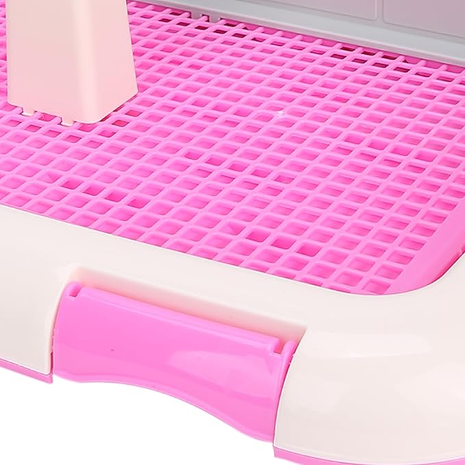 Puppy Dog Potty Tray, Puppy Training Toilet Tray Pet Training Pad Holder, Cat Potty Fence Dog Scheduled Urination Potty Tray, Dog Litter Box for Small and Medium Dogs, Bunny, Cats (Pink)-Mewly Pet