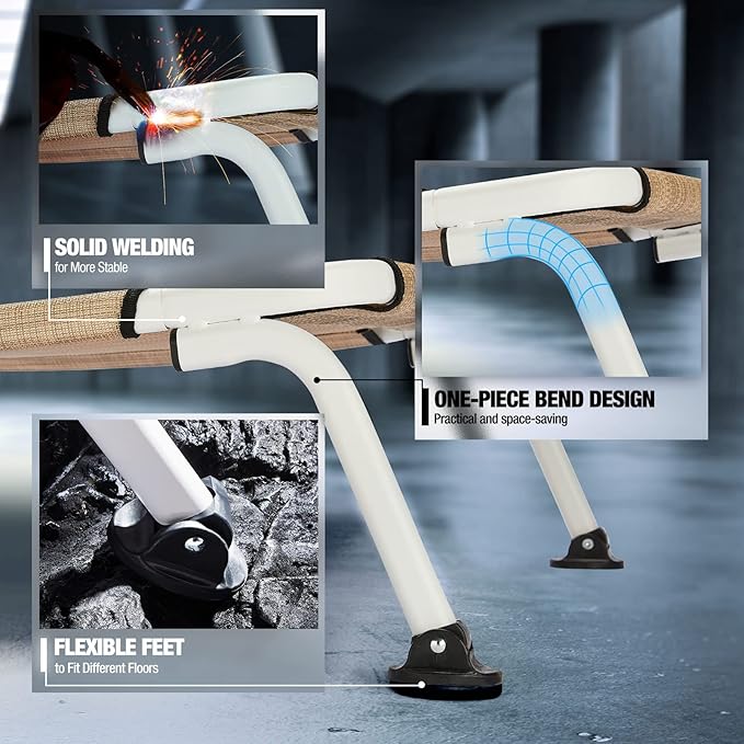 Veehoo Elevated Dog Bed for Outdoor, Cooling Waterproof Raised Dog Cots Beds for Large Dogs, Curved Off Ground Pet Hammock Cot Lifted for Outside, up to 85lbs, White Legs, Beige 42"-Mewly Pet