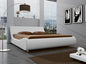 SHA CERLIN Modern Low Profile Platform Bed Frame Full Size, Stylish Faux Leather Upholstered Sleigh Bed with Adjustable Headboard, No Box Spring Needed, White