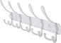 Dseap Wall Mounted Coat Rack - 5 Tri Hooks, Heavy Duty, Stainless Steel, Metal Coat Hook Rail for Coat Hat Towel Purse Robes Mudroom Bathroom Entryway,White