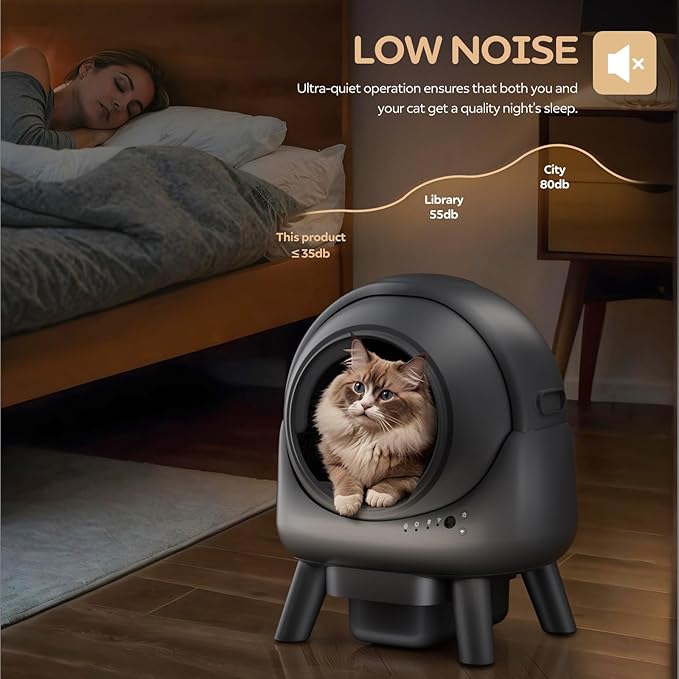 Self Cleaning Litter Box,Automatic Cat Litter Box for Multiple Cats,Robot with APP Control,Smart Dual Safety Protection,Odor-Free Waste Disposal Includes Trash Bags,Grey S20-Mewly Pet