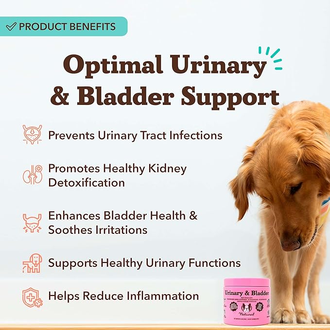 Natural Dog Company Cranberry Supplement for Dogs - Urinary & Bladder Support - D-Mannose for Dog Promotes Bladder Health - Turkey Flavor - Dog UTI Incontinence Supplement - 90 Soft Chews-Mewly Pet