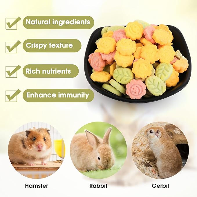 Abizoo 3 Vegetable Chews Treats: Grain Free Natural Snacks with Beet, Carrot, Spinach for Hamsters, Rabbits, Guinea Pigs & Gerbils Crunchy for Digestive Support & Dental Health 1.76oz/50g-Mewly Pet