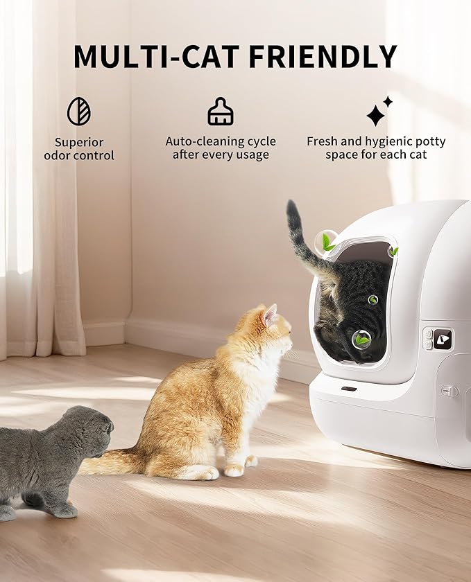 PETKIT PuraMax 2 Automatic Self-Cleaning Cat Litter Box, App Control Scoop-Free Litter Box with Safety Sensors, Odor Free & Anti-Leakage Basic Bundle Includes Trash Bags,2.4G WiFi & Low Entrance-Mewly Pet