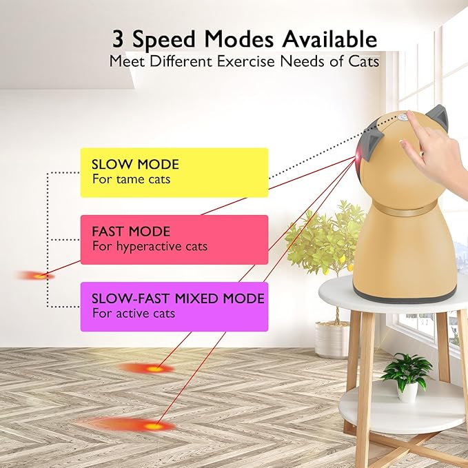 Interactive Cat Laser Toy Automatic for Indoor Cats,Real Random Trajectory Rechargeable Laser Cat Toys for Indoor Cats/Kittens/Dogs-Mewly Pet