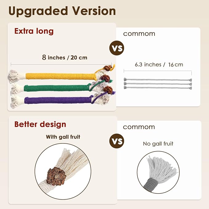 3 PCS Cotton Rope Cat Toys for Indoor Cats, Interactive Cat Rope Toys with Silvervine Fruit for Cats and Kittens, Handmade Pet Chew Toys for Teeth Cleaning-Mewly Pet