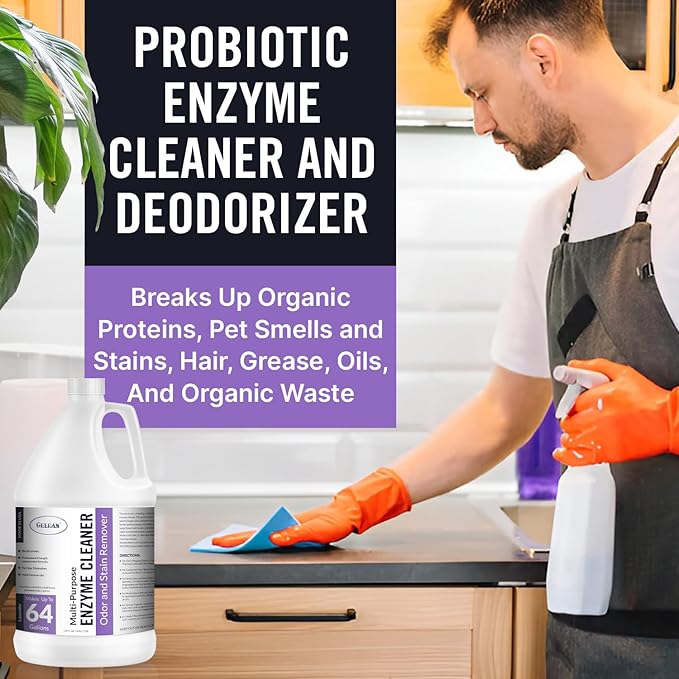 Multi-Purpose Probiotic Enzyme Cleaner, Made in USA - Pet Stain and Odor Remover - Concentrated - Professional & Home Strength Drains, Floors, Bathrooms, Toilets Trash Can, (1 gallon, Lavender)-Mewly Pet