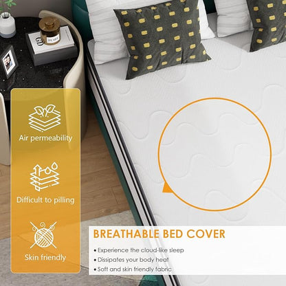 PayLessHere | 10 Inch Full Mattress | Medium Firm Hybrid Mattress | White | with High-Density Foam and Breathable Cover | Pocket Spring Design, Pressure Relief | Bed in a Box, CertiPUR-US Certified
