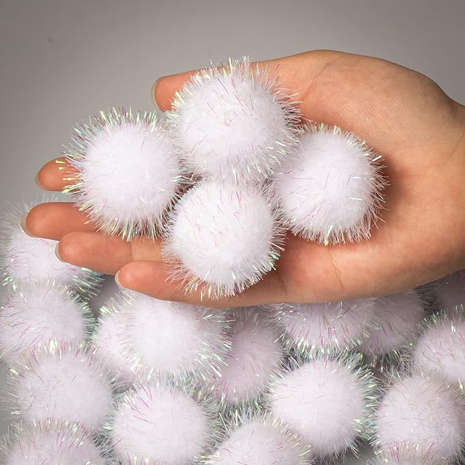 VAPKER 30 Pcs Cat Toys - Sparkle Balls, Extra Large 2 Inch Glitter Balls, White Color-Mewly Pet