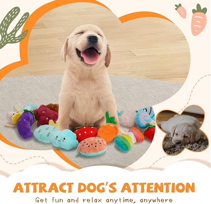 Charming Chorus 20-Pack Squeaky Dog Toys Set - Included 4 Dog Bags, Plush Puppy Toys with Irresistibly Cute Characters for Small Dogs, Interactive Dog Squeak Toys for Fun&Teeth Cleaning-Mewly Pet