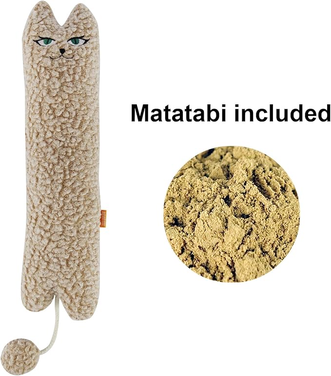 TTcat Catnip Silvervine Matatabi Pillow for Cats & Kittens,Cat Kicker Toy,Large Size Cat Pillow Soothing Plush Cat Toy(Beige).-Mewly Pet