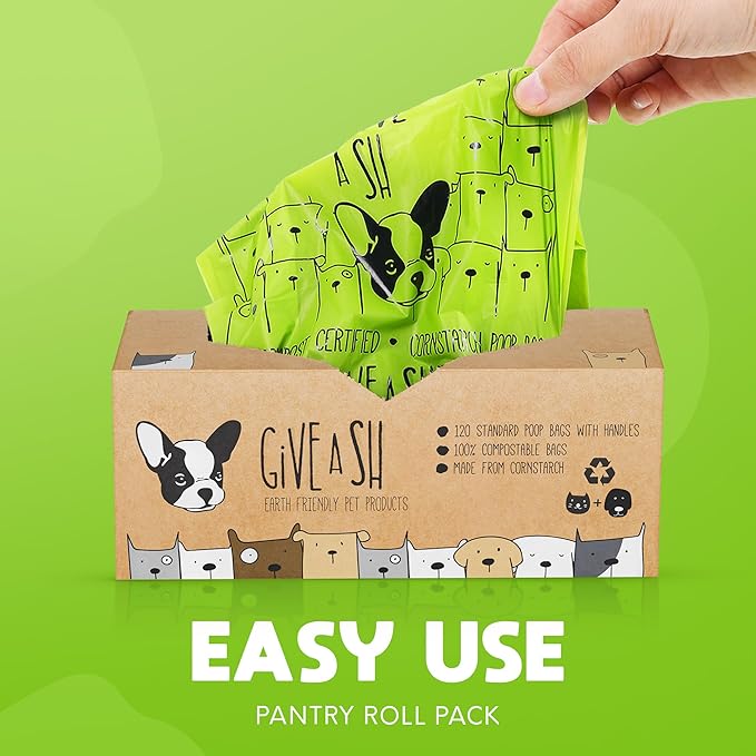 100% Certified Home Compostable Dog Poop Bags with Handles - 10% to Charity - ASTM D6400 & EN 13432 Compliant Large Poop Bags - 240 Bags - Large Pantry Roll of Plant Based Compostable Poop Bags-Mewly Pet