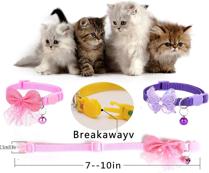 16 PCS Cute Cat Collars Breakaway with Bell for Boy Cats and Girl Cats Gifts (#2-Multicolor Lace)-Mewly Pet