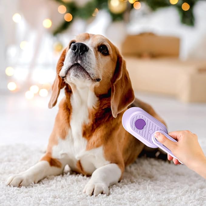 Cat Steam Brush for Shedding, 2025 New 4 in 1 Rechargeable Steam Pet Brushes for Cats & Dogs, Indoor Anti-static Pets Brush for Massage, Cleaning, Shedding & Combing Hair (Purple)-Mewly Pet