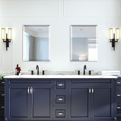 Mirrorons Beveled Mirror, Bathroom Mirrors for Wall 18" x 24", Frameless Rectangle Bathroom Mirror with Beveled Edge, Hangs Horizontally or Vertically, Tempered Glass Upgraded Packing