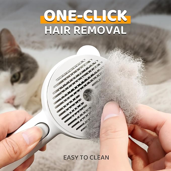 Cat Steam Brush, Self Cleaning Pet Spray Hair Removal Comb with Release Button, 3 In 1 Cat Brush for Indoor Cats for Shedding, Waterproof Pet Grooming Brushes for Long Short Haired Dogs Cats-Mewly Pet