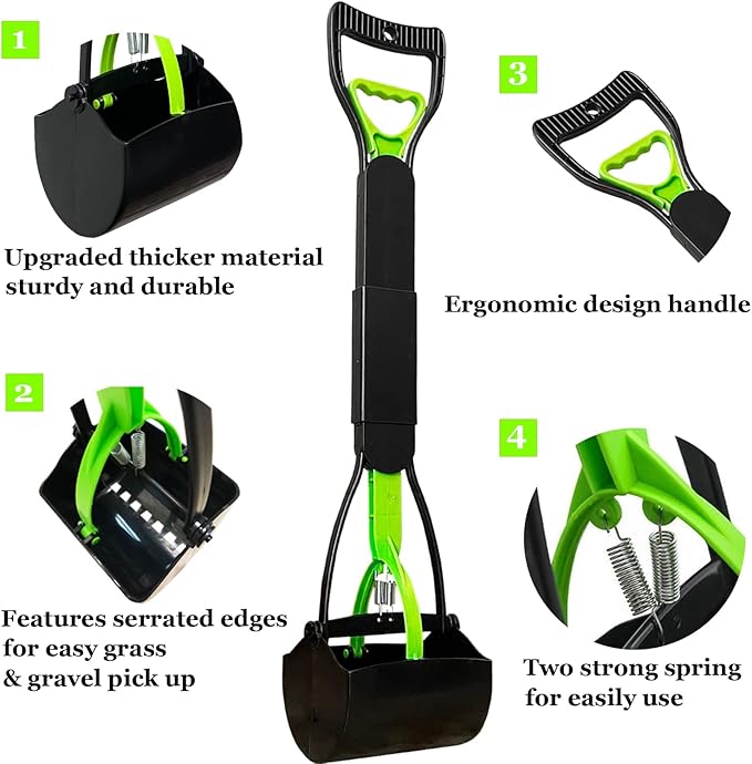 28" Large Pooper Scooper for Dogs, Heavy Duty Poop Scooper for Large Medium & Small Dog, Pet Dog Pooper Scooper for Grass & Gravel Pick Up-Mewly Pet