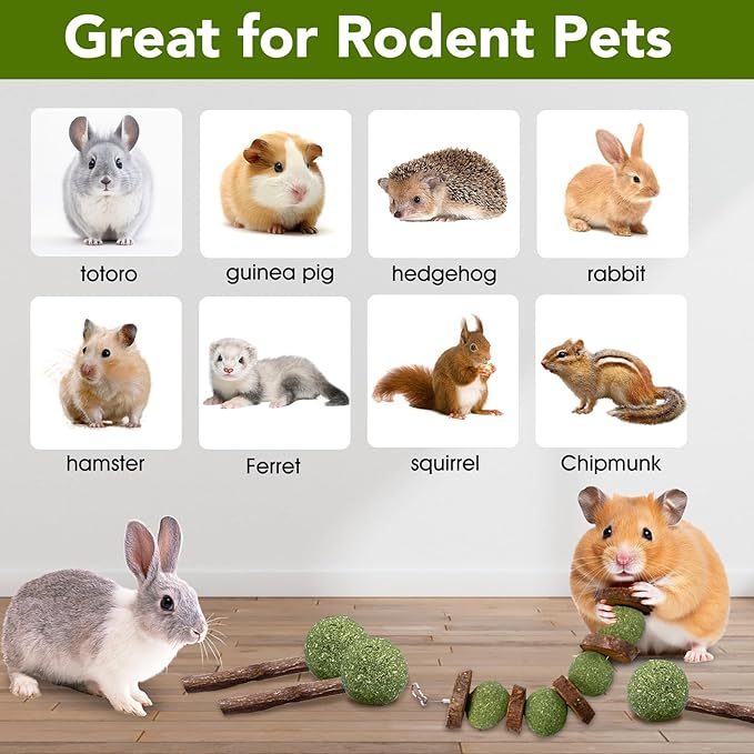 3 Pcs Bunny Chew Toys with 3 Pcs Rabbit Chew Lollipop for Teeth Grinding, Improve Dental Health, Treats for Rabbits Guinea Pigs Chinchillas Bunnies Hamsters-Mewly Pet