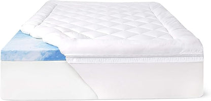 4" SealyChill™ Gel + Comfort Memory Foam Mattress Topper with Pillowtop Washable Allergen Resistant Cover, Full White