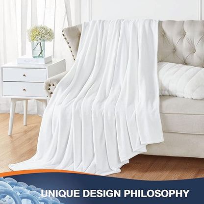 Walensee Fleece Blanket Plush Throw Fuzzy Lightweight (Twin Size 60x80 White) Super Soft Microfiber Flannel Blankets for Couch, Bed, Sofa Ultra Luxurious Warm and Cozy for All Seasons