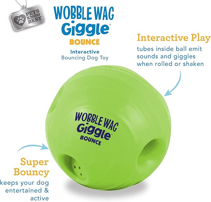 Wobble Wag Giggle Bounce Interactive Dog Toy- Sound Making Bouncing Ball for Dogs Ages Indoor & Outdoor Play, Soft & Durable with Easy Grip Design- Pets Know Best-Mewly Pet