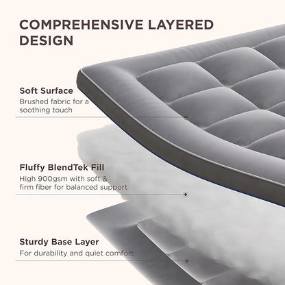 Bedsure Mattress Topper Queen - Pillow Top Mattress Pad Cover with Deep Pocket Fits up to 21 Inches, Plush Soft Bed Topper for Back Pain Relief, Overfilled with Down Alternative Filling, Grey