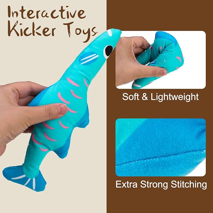 EXPAWLORER Catnip Cat Toys Fish,4 Pcs Durable Cat Kicker Toy with Natural Catnip Cotton,Interactive Bite Resistant Soft Pillow Filled for Indoor Cats Kitten Playing,Drives Bored Cats Crazy with Fun-Mewly Pet