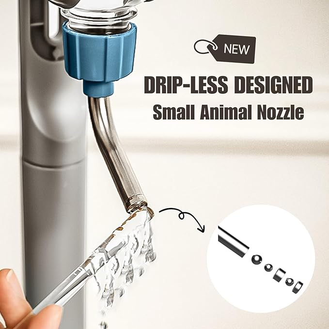 Pet Water Bottle for Cage Crate 17oz Non-Drip Water Dispenser for Small Animal Rabbit Bunny Guinea Pig Chinchilla Ferret Squirrel Hedgehog (Blue, 17oz)-Mewly Pet